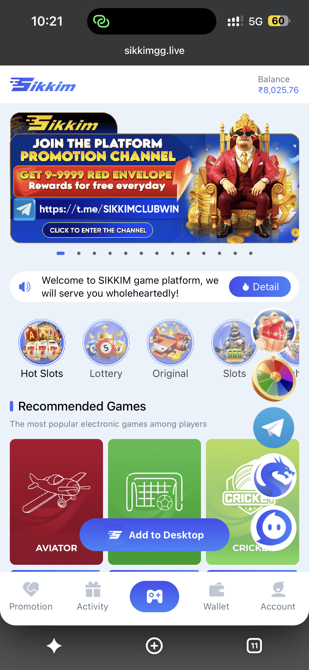 Sikkim Game official app lobby